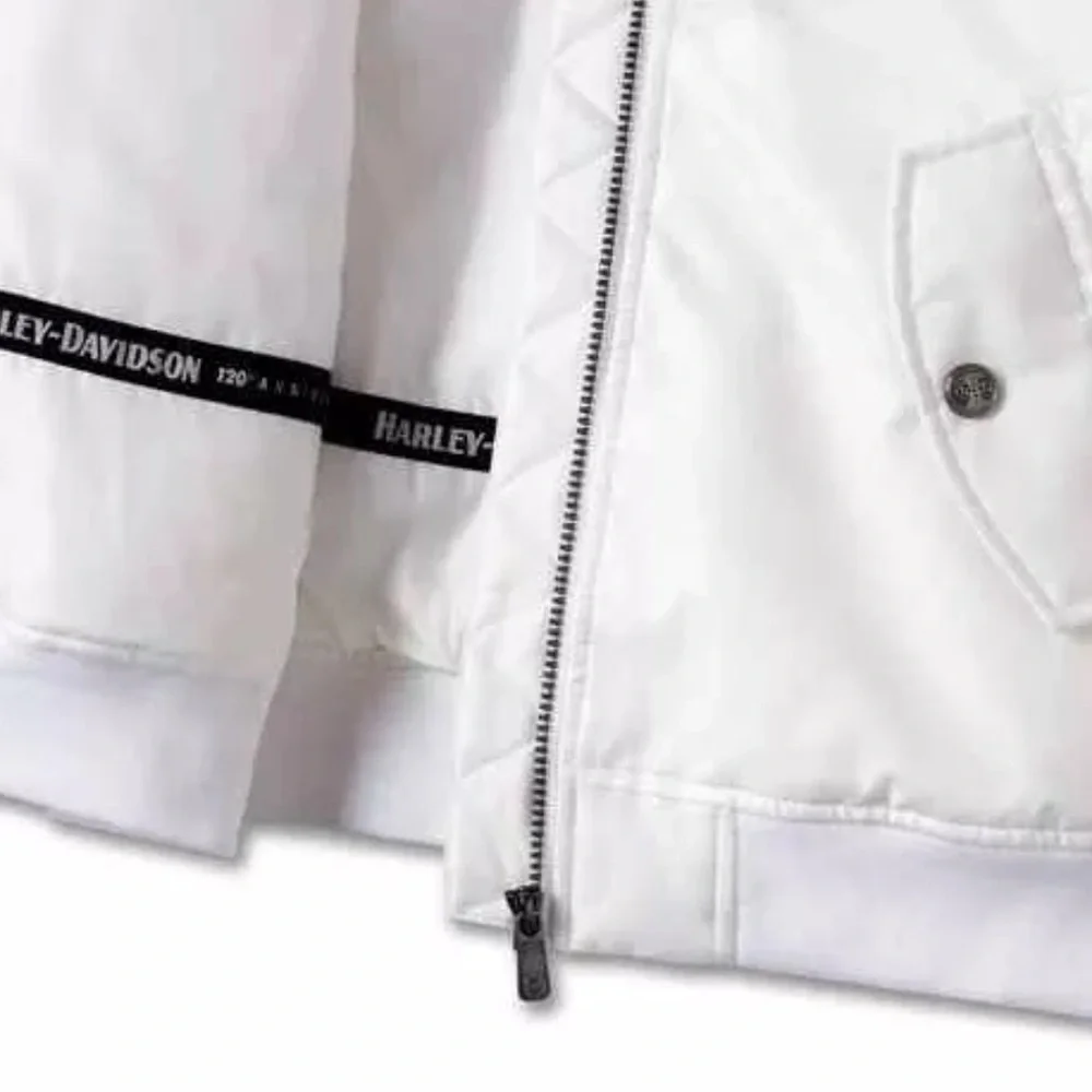 NEW Harley Davidson Women's Bomber Jacket 120th Anniversary 2XL 2X-Large White - Picture 9 of 9